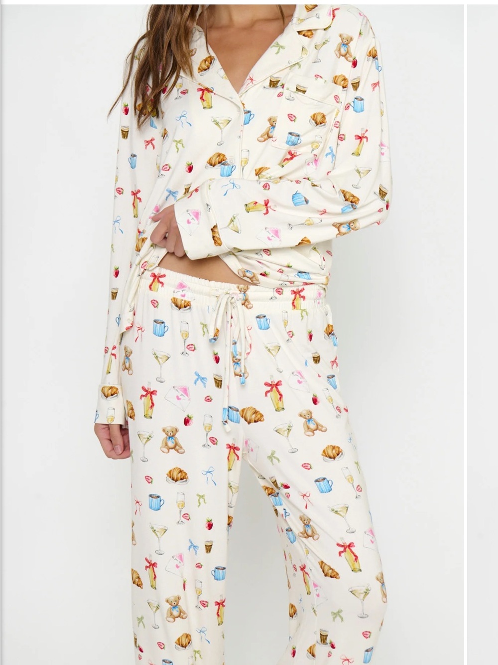 Show Me Your MuMu Cream Classic PJ Set “sundays in Paris”